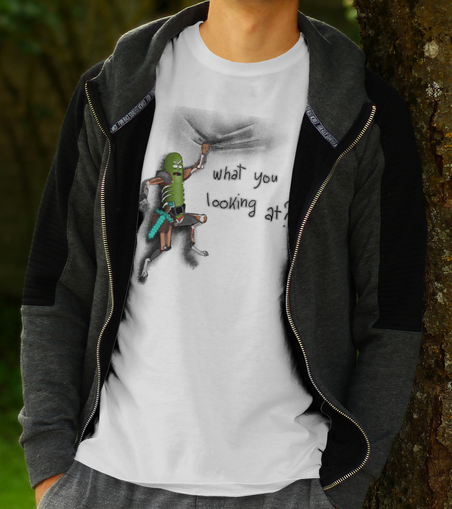 What You Looking At Pickle Rick Adventure T-Shirt