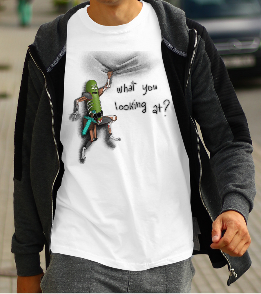 What You Looking At Pickle Rick Adventure T-Shirt