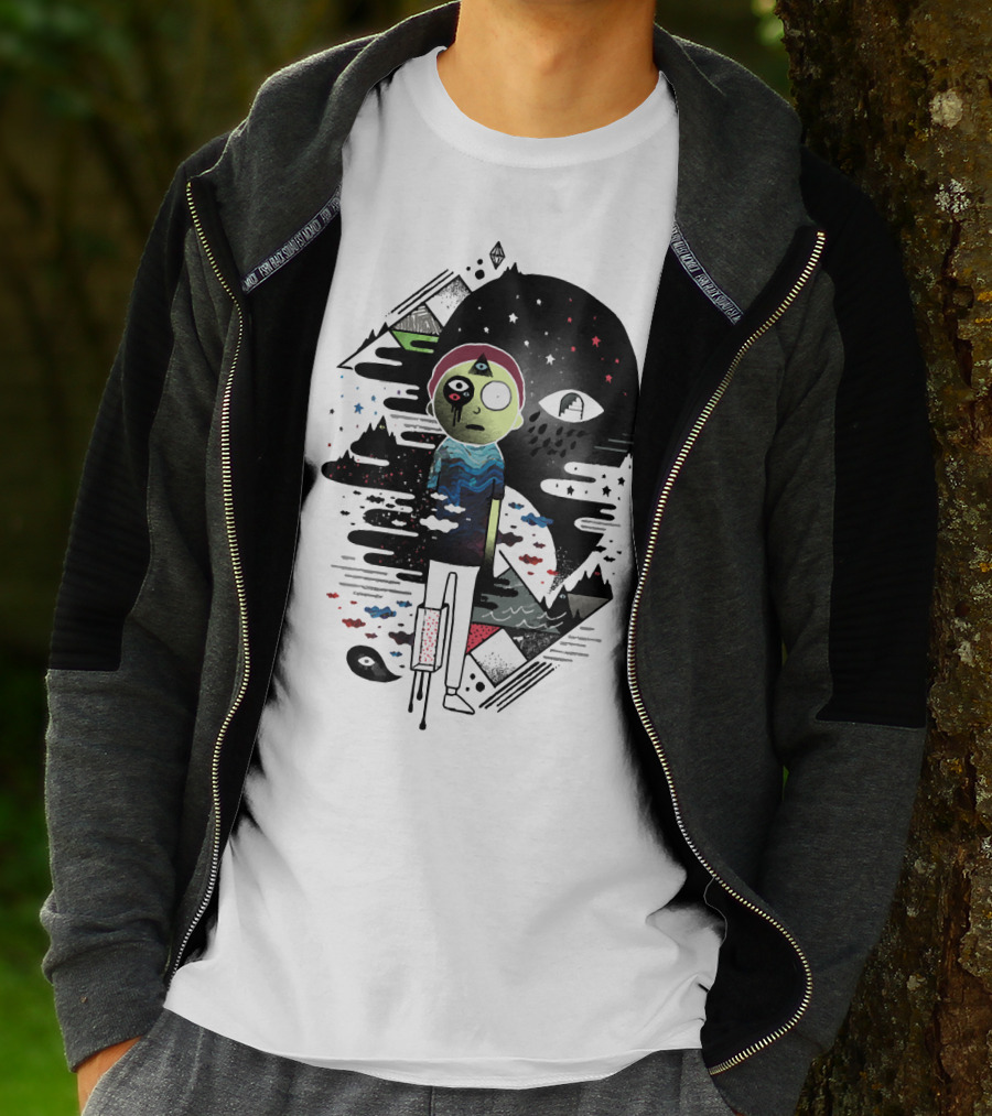 Inner Dimensional Morty Surreal Cosmic Exploration With Third Eye And Galaxy Elements T-Shirt