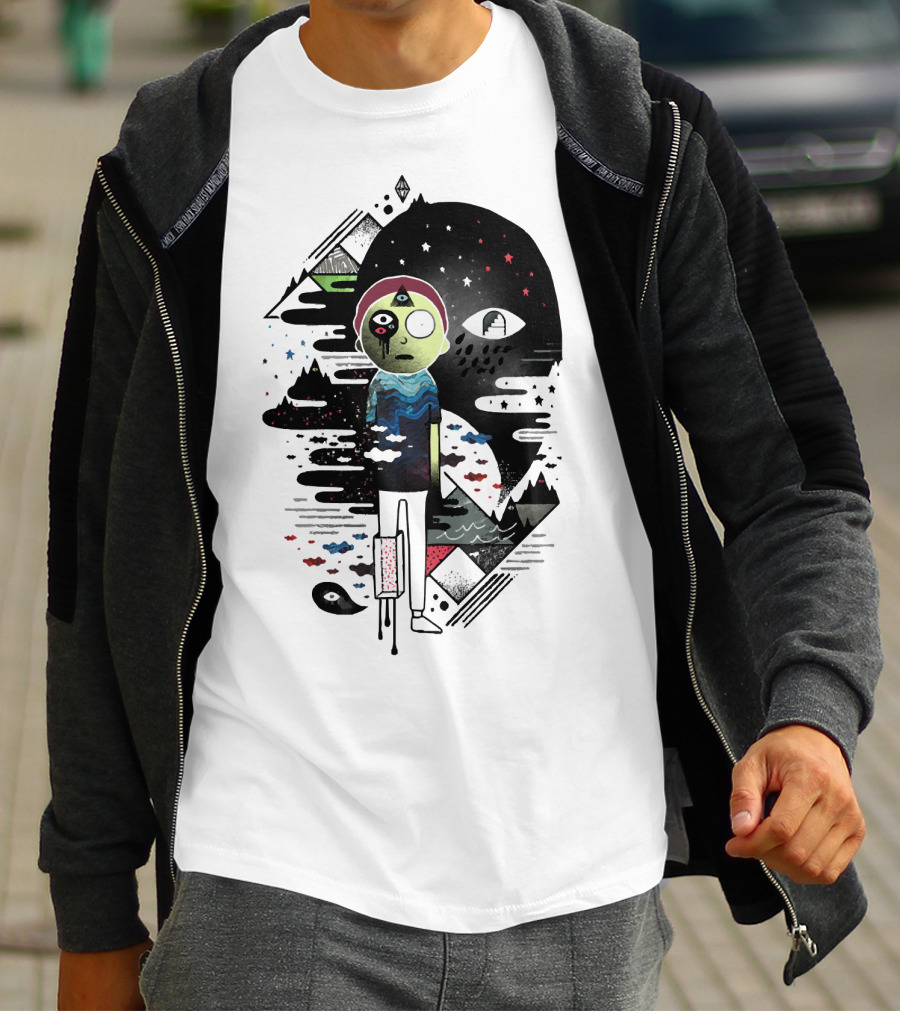 Inner Dimensional Morty Surreal Cosmic Exploration With Third Eye And Galaxy Elements T-Shirt