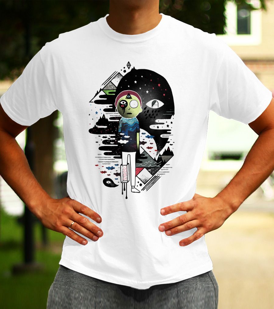 Inner Dimensional Morty Surreal Cosmic Exploration With Third Eye And Galaxy Elements T-Shirt