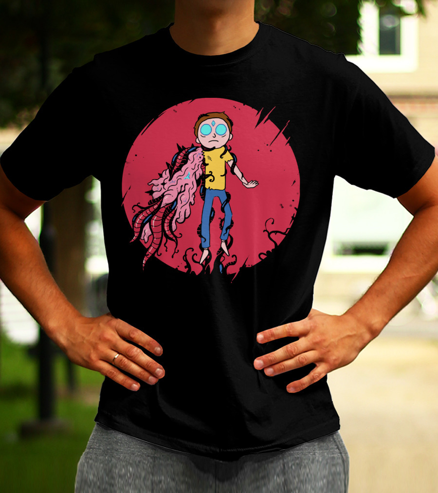 Anime Morty Tentacle Transformation Red Circle Background T-Shirt