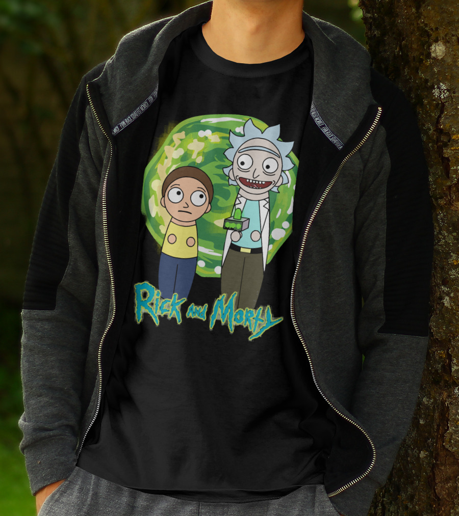 Rick And Morty Green Portal Cute Characters T-Shirt