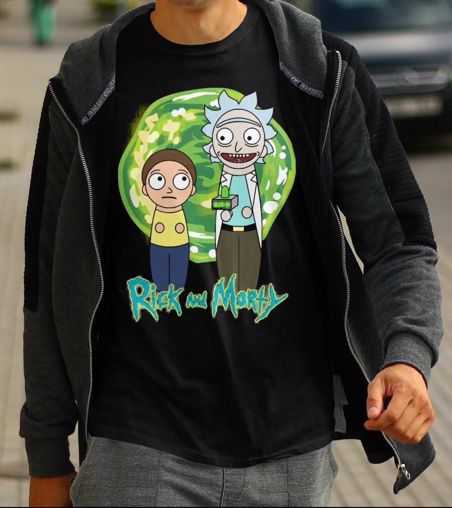Rick And Morty Green Portal Cute Characters T-Shirt