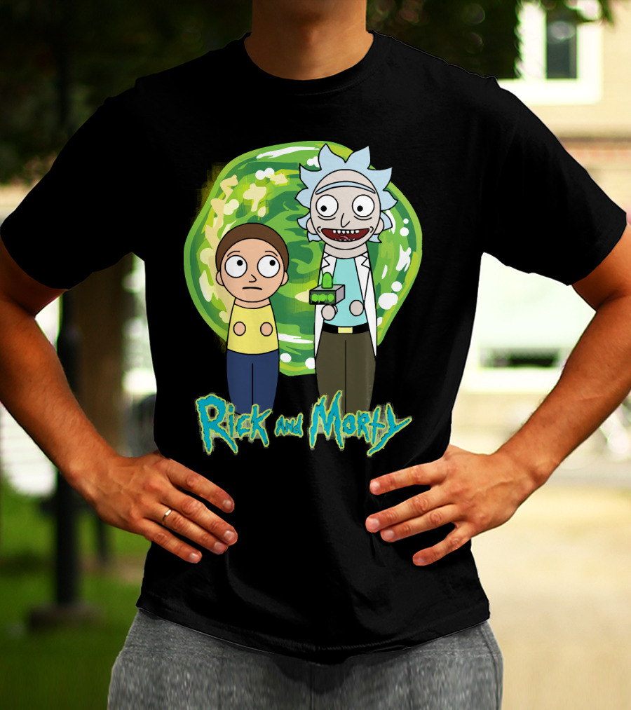 Rick And Morty Green Portal Cute Characters T-Shirt
