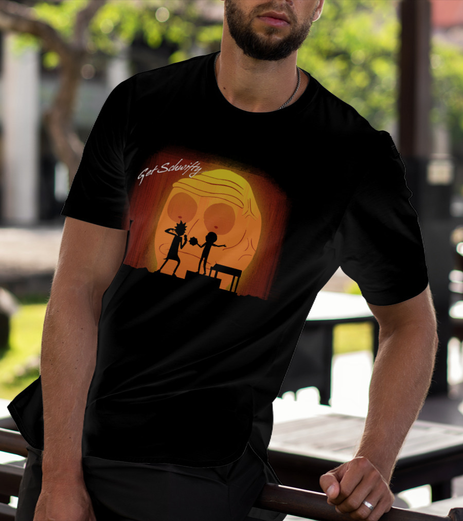 Get Schwifty Rick And Morty Concert Silhouette Against Giant Head T-Shirt