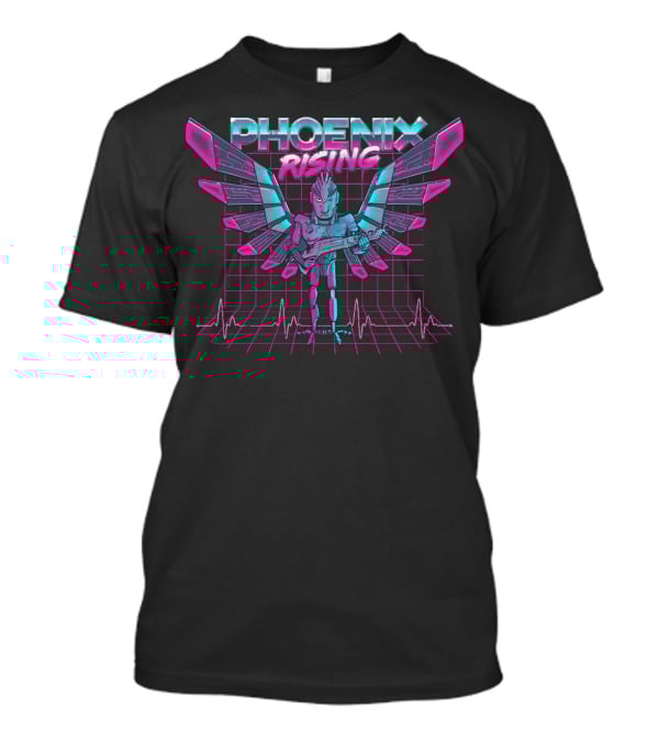 Phoenix Rising Rick And Morty Birdperson Retro Neon Grid Wings T-Shirt