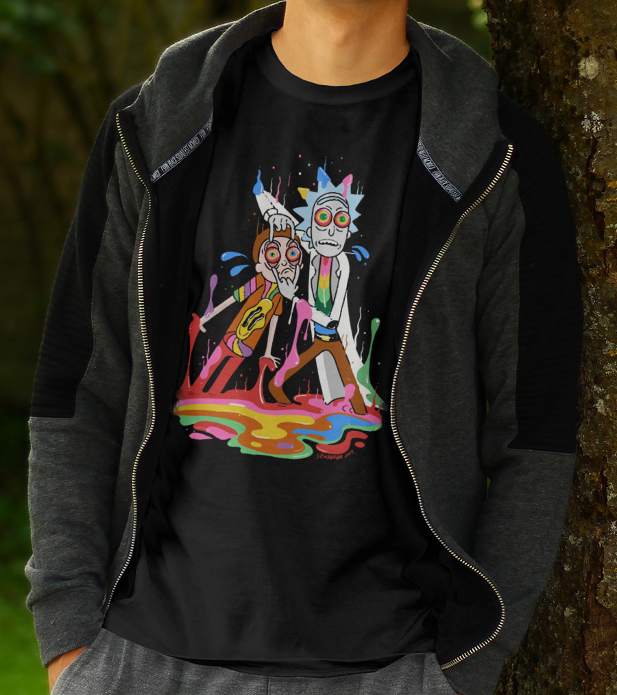 Rick Morty Tripp Psychedelic Adventure With Colorful Melting Portal T-Shirt