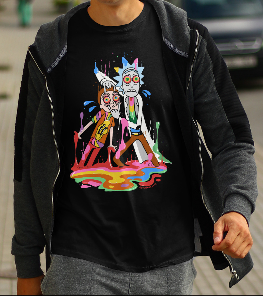 Rick Morty Tripp Psychedelic Adventure With Colorful Melting Portal T-Shirt