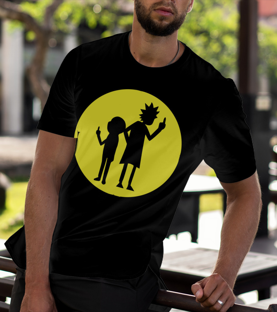 Rick And Morty Silhouette Circle Middle Finger T-Shirt