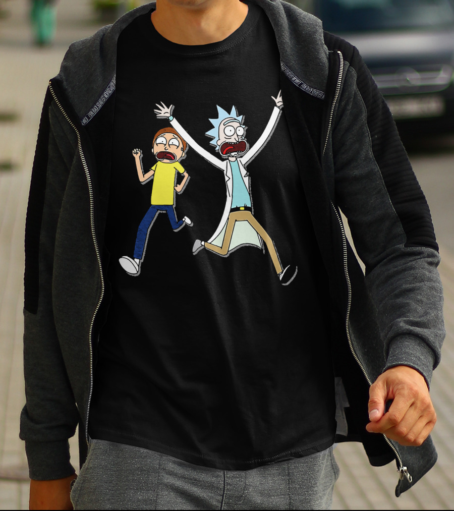Rick And Morty Panic Running Animation T-Shirt