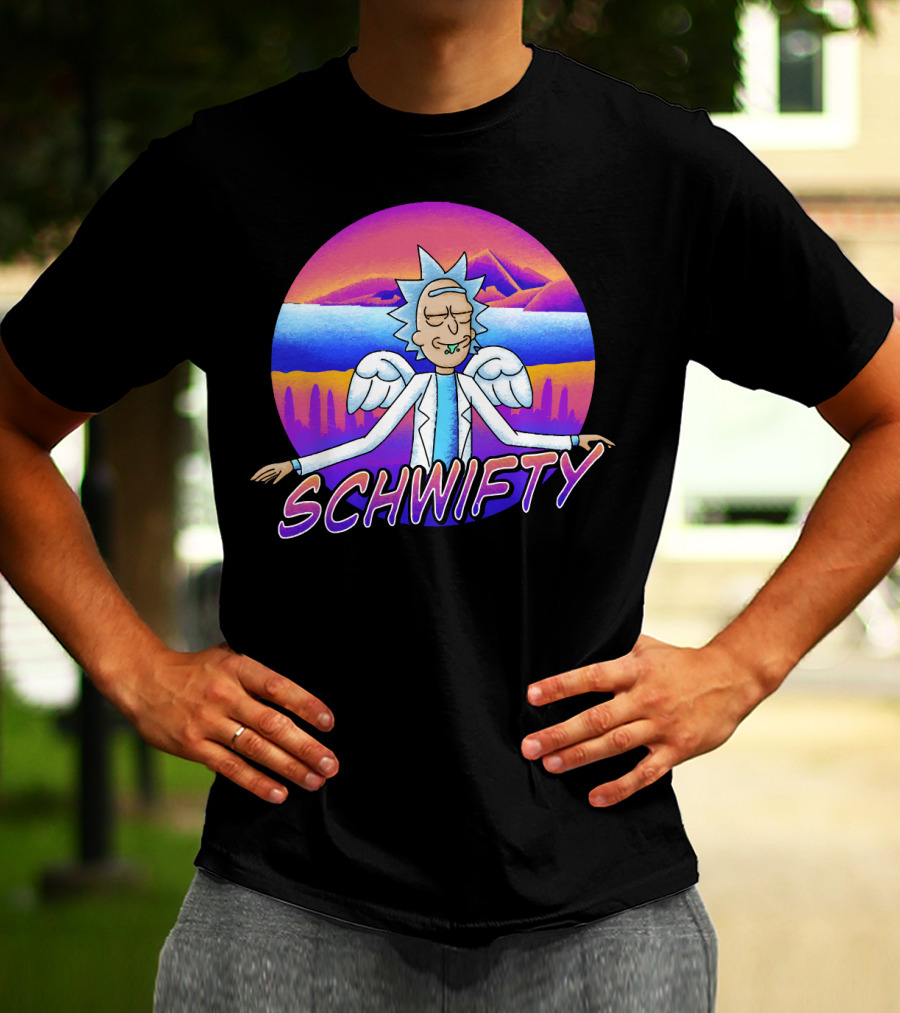 Rick And Morty Schwifty Angel Wings Psychedelic Sunset T-Shirt