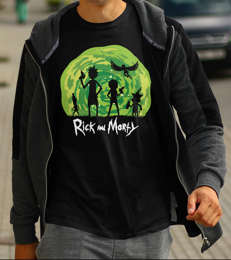 Rick And Morty Schwifty Patrol Silhouette Portal Adventure T-Shirt