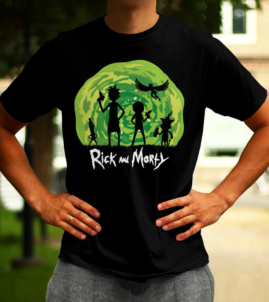 Rick And Morty Schwifty Patrol Silhouette Portal Adventure T-Shirt