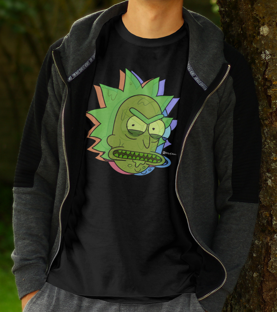 Toxic Rick Slime Face Multicolor Portal Fan T-Shirt
