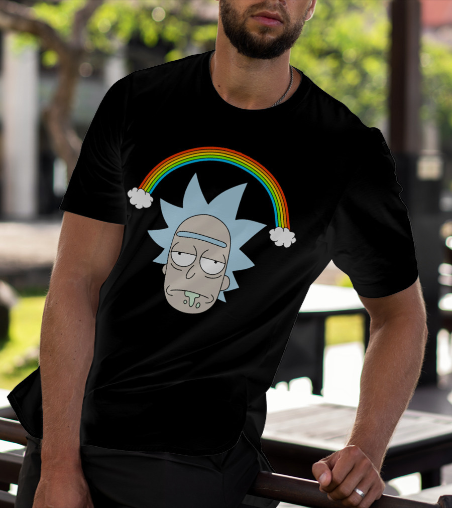 Rick Head With Rainbow And Clouds T-Shirt