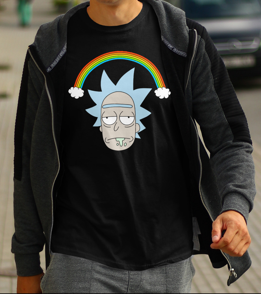 Rick Head With Rainbow And Clouds T-Shirt