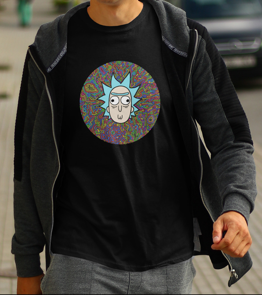 Trippy Rick Psychedelic Adventure Circle T-Shirt