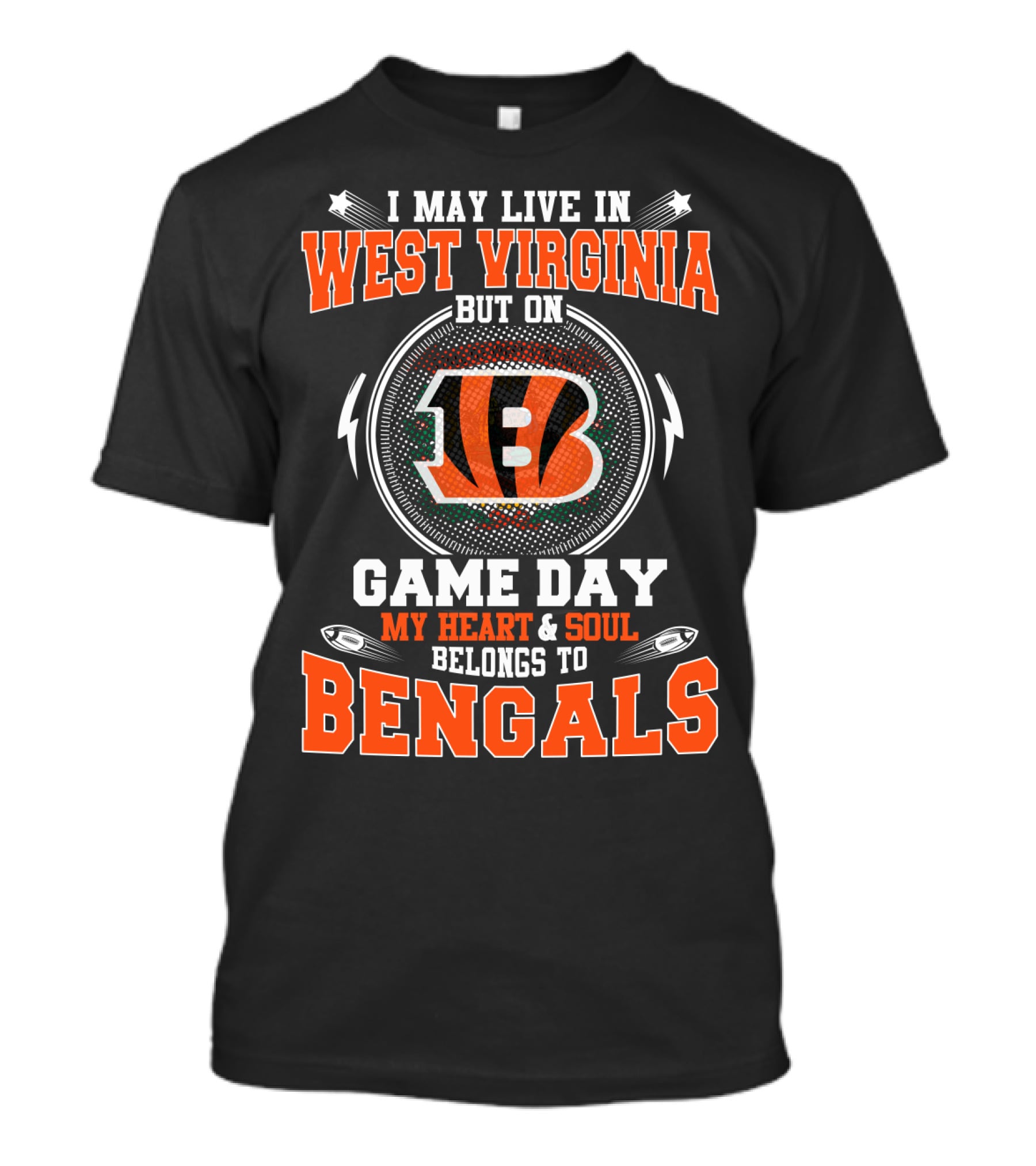 West Virginia Bengals Game Day My Heart And Soul T-Shirt