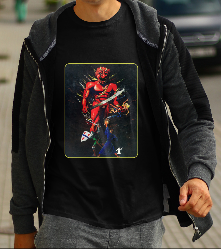 MASTER GUIDE Red Demon Battle Imagery Retro Dungeons Concept T-Shirt