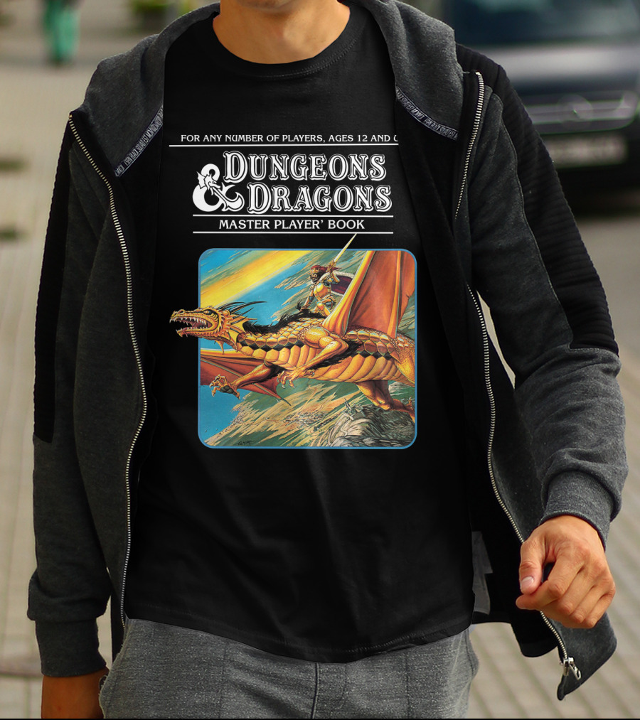 Dungeons And Dragons Master Player Book Vintage Dragon Rider Adventure T-Shirt