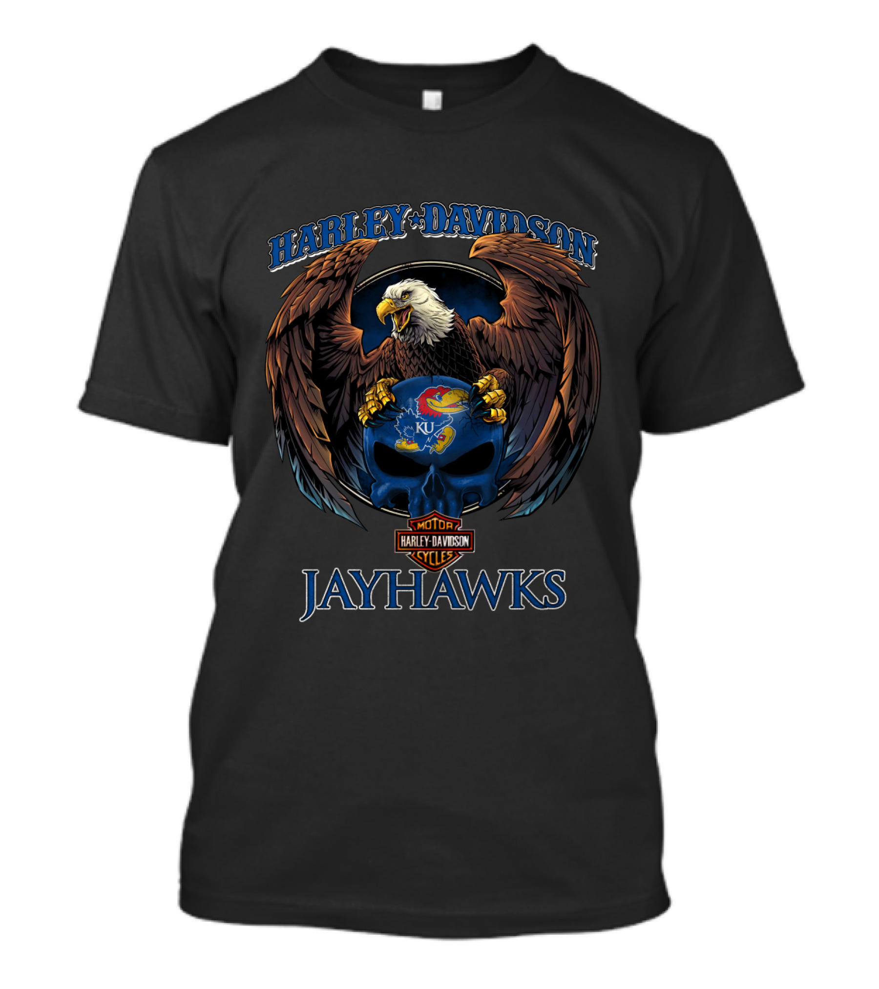 Harley Davidson Kansas Jayhawks Ku Motor Cycles Eagle T-Shirt