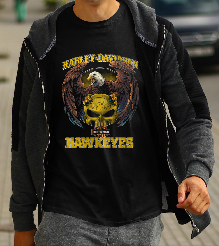 Harley Davidson Hawkeyes Eagle Skull T-Shirt