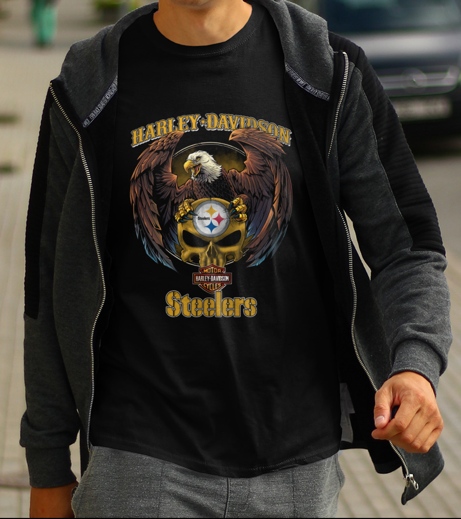 Harley Davidson Motor Cycles Steelers Eagle T-Shirt