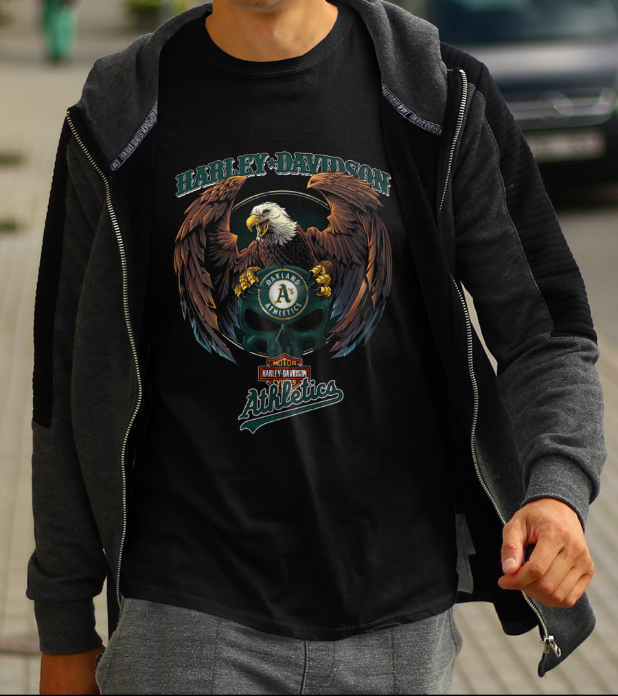 Harley Davidson Oakland Athletics Eagle Motor T-Shirt