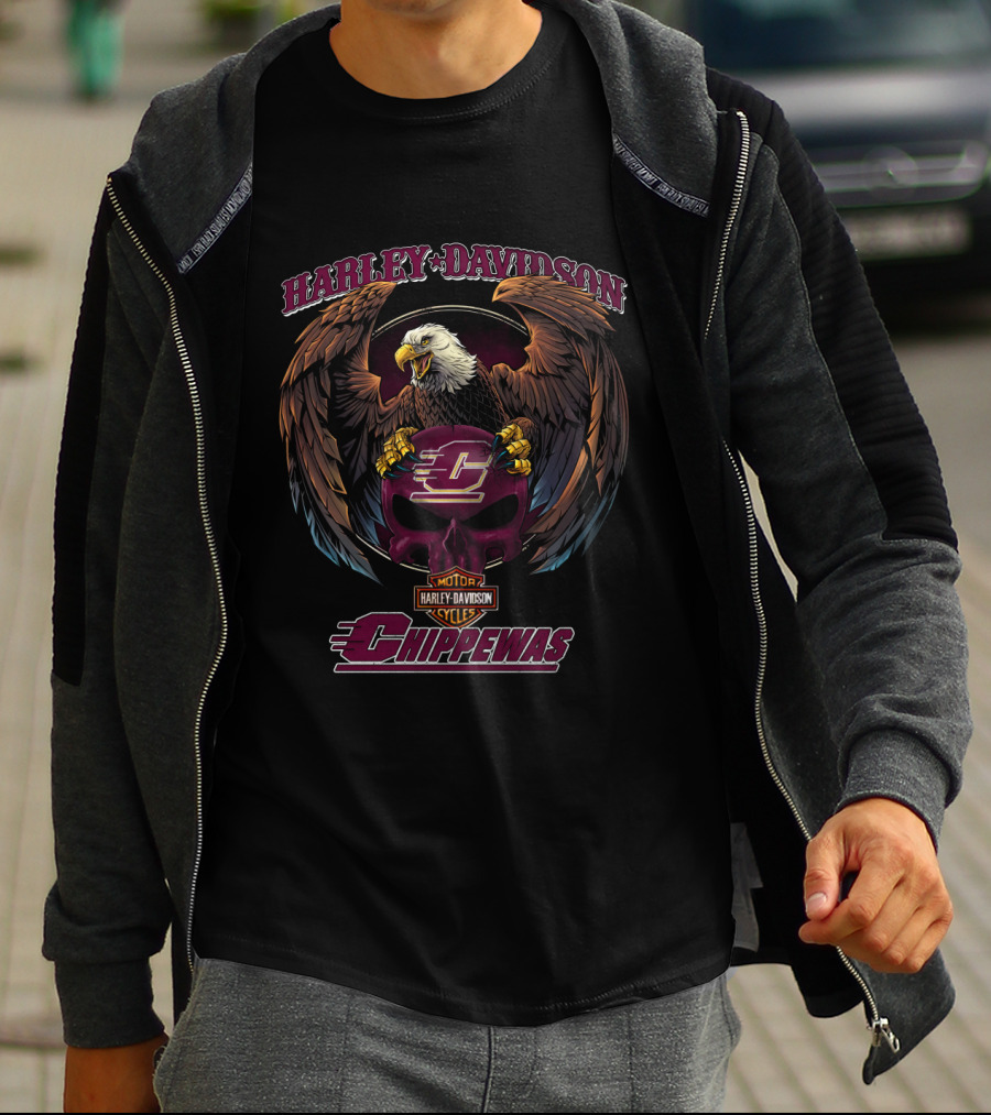 Harley Davidson Central Michigan Chippewas Vintage Eagle T-Shirt