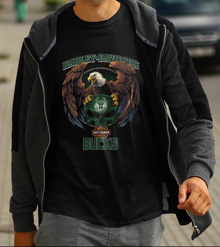 Harley Davidson Milwaukee Bucks Motor Cycles T-Shirt
