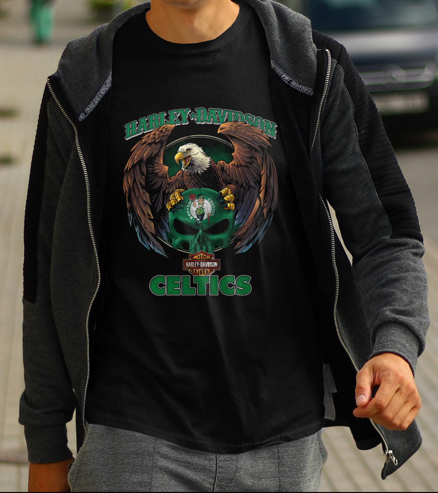 Harley Davidson Celtics Eagle V1Nba Boston Celtics T-Shirt