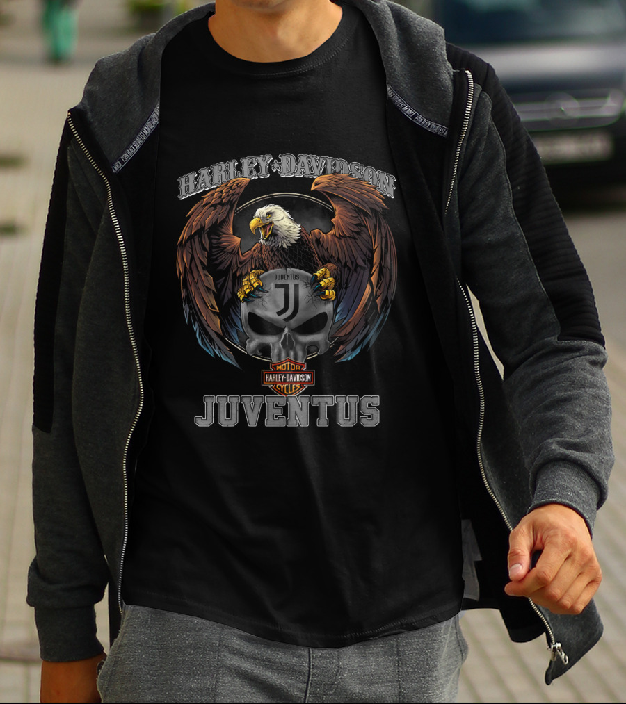 Harley Davidson Juventus Eagle Skull T-Shirt