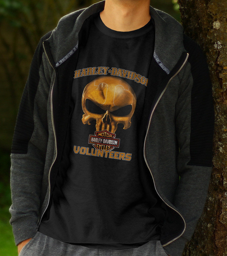 Harley Davidson Skull Tennessee Volunteers Motor Cycles T-Shirt