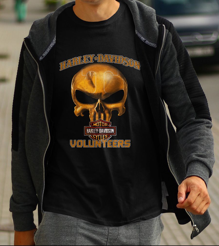 Harley Davidson Skull Tennessee Volunteers Motor Cycles T-Shirt
