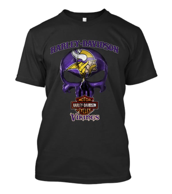 Harley Davidson Skull Minnesota Vikings T-Shirt