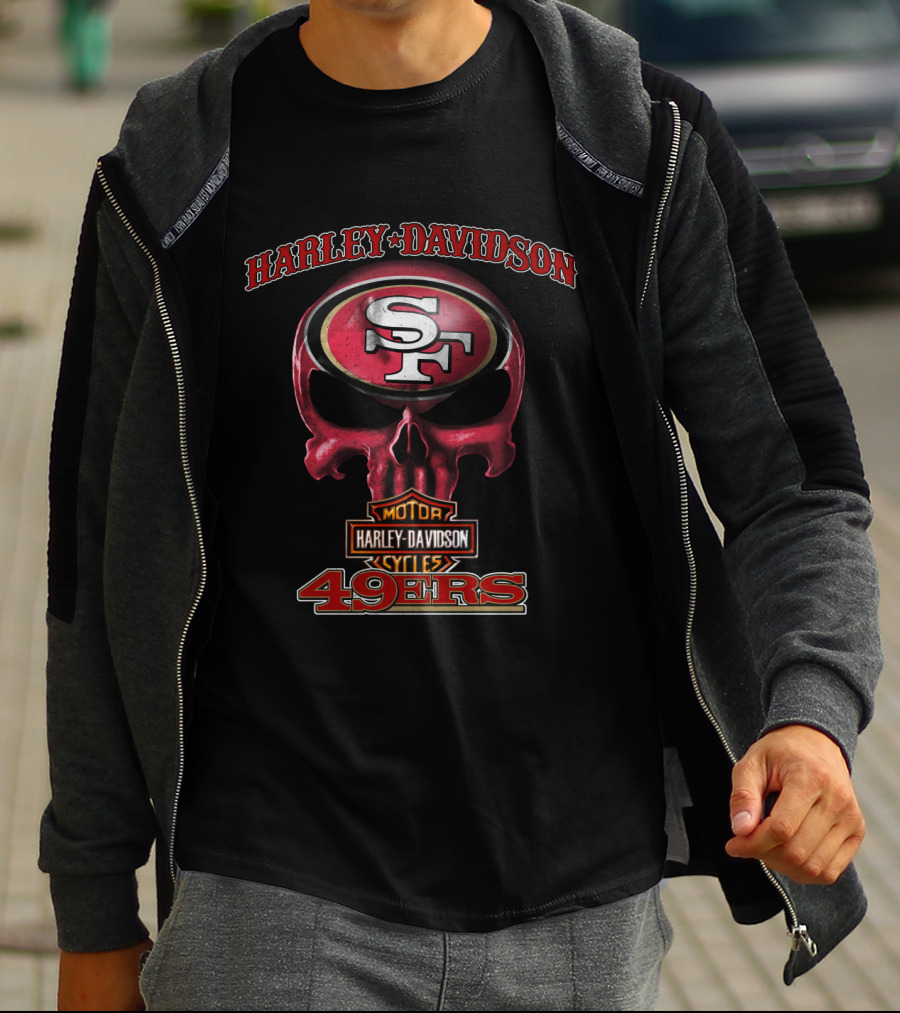 Harley Davidson San Francisco 49ers Sf Skull Nfl 49ers T-Shirt