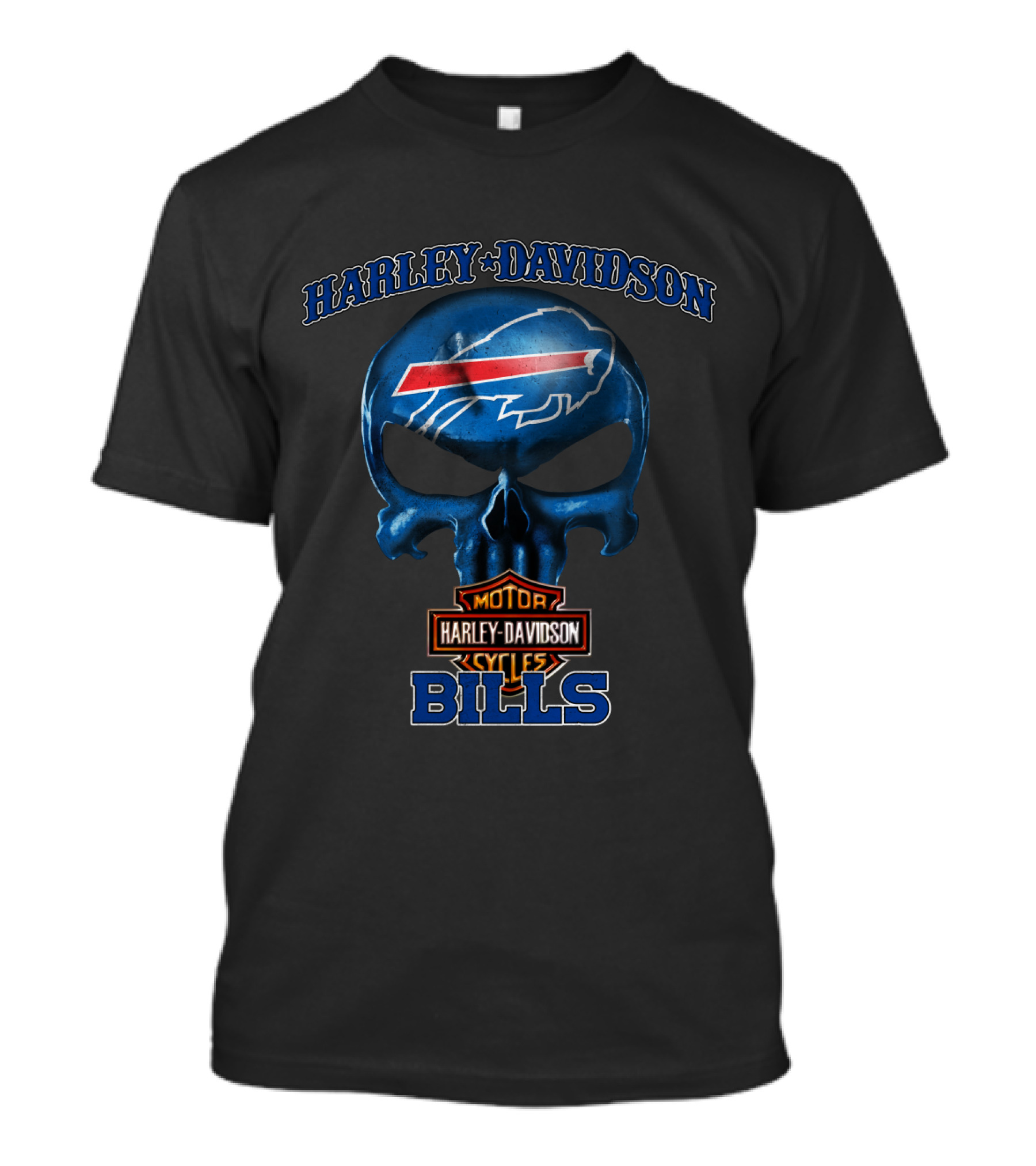Harley Davidson Motorcycles Skull Buffalo Bills Nfl T-Shirt