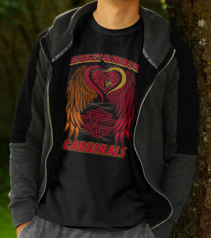 Harley Davidson Ncaa Louisville Cardinals Winged Heart T-Shirt