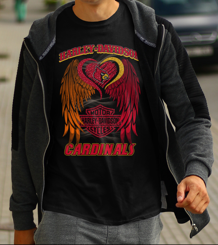 Harley Davidson Ncaa Louisville Cardinals Winged Heart T-Shirt