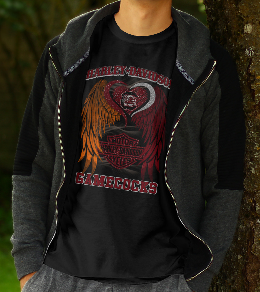 Harley Davidson South Carolina Gamecocks Motorcycles Wings T-Shirt