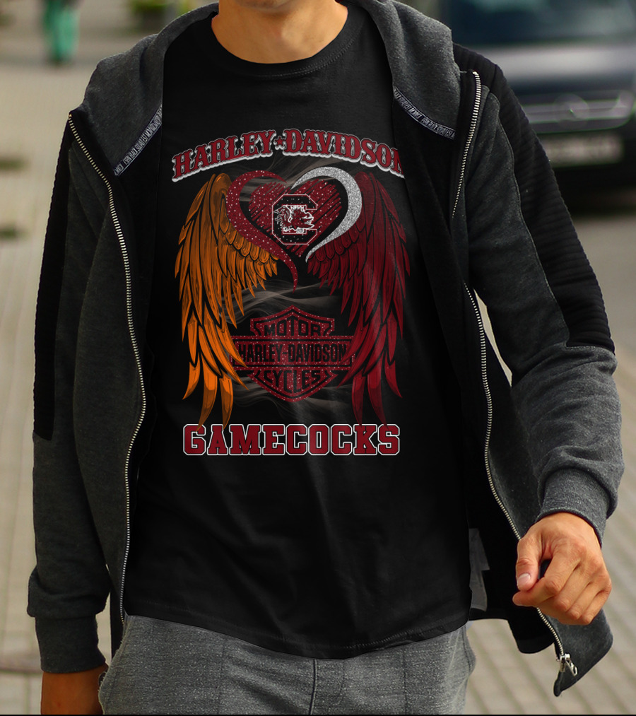 Harley Davidson South Carolina Gamecocks Motorcycles Wings T-Shirt