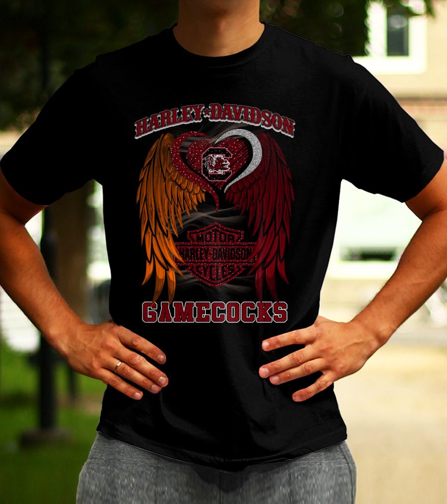 Harley Davidson South Carolina Gamecocks Motorcycles Wings T-Shirt