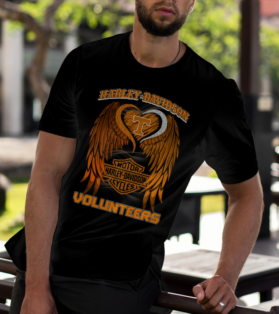 Harley Davidson Motor Cycles Tennessee Volunteers Wings T-Shirt