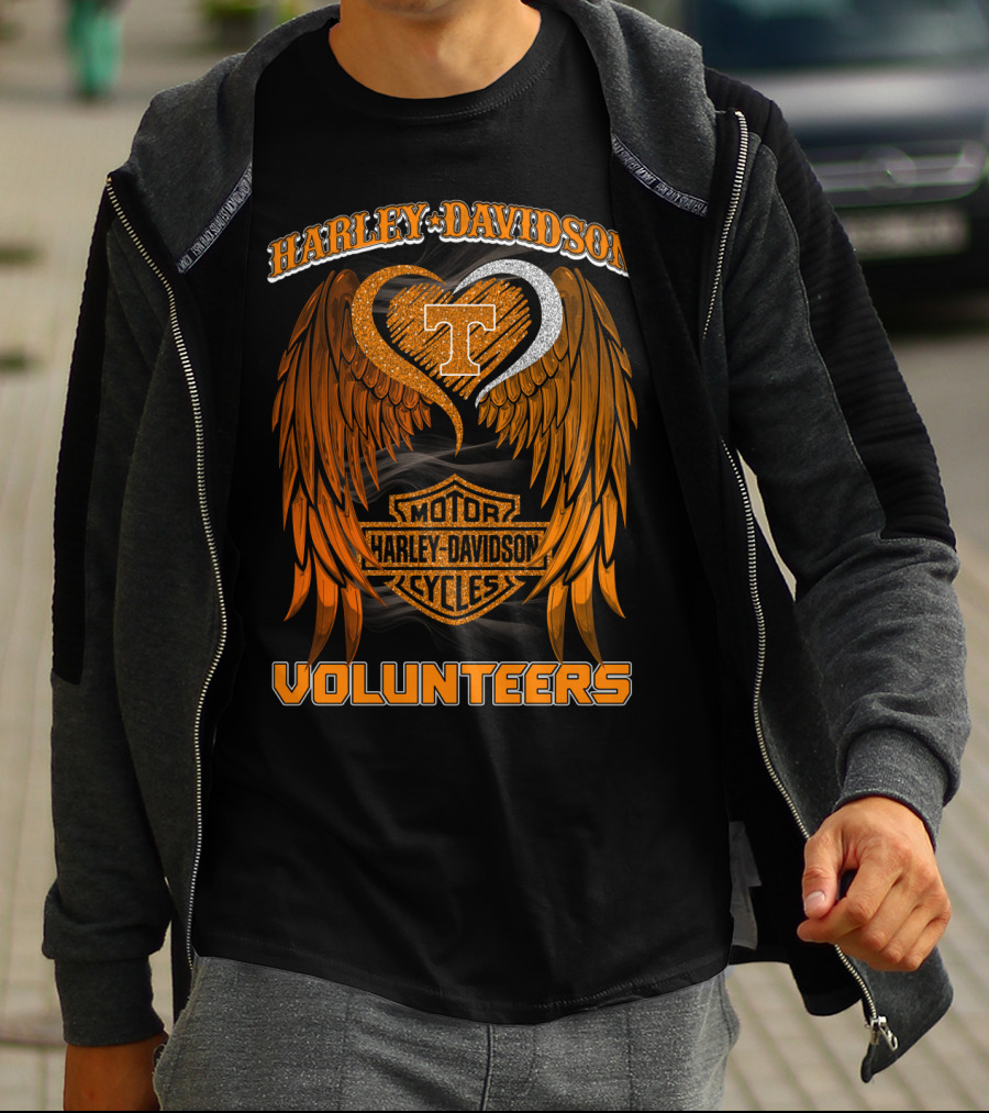 Harley Davidson Motor Cycles Tennessee Volunteers Wings T-Shirt