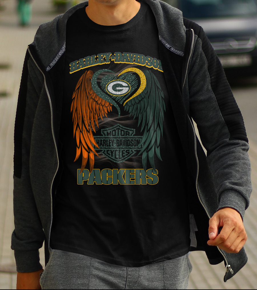 Harley Davidson Packers Motor Cycles Green Bay Nfl Hd2805 T-Shirt