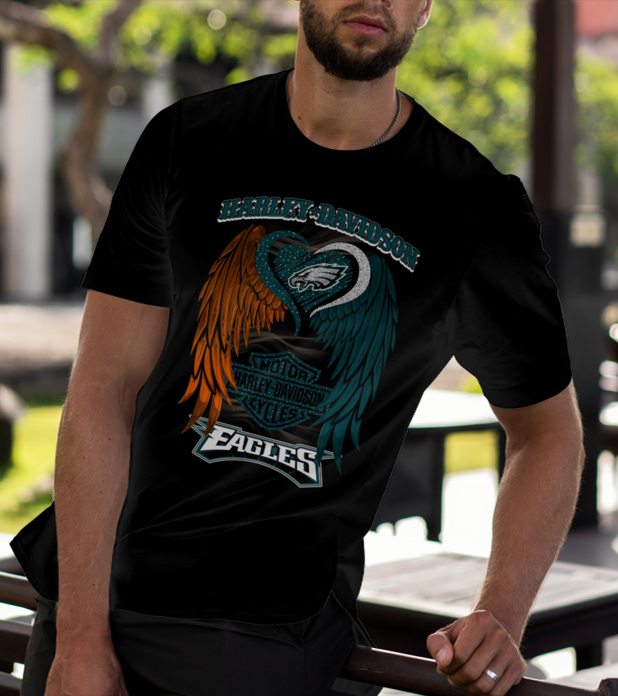 Harley Davidson Philadelphia Eagles Motor Cycles Nfl T-Shirt