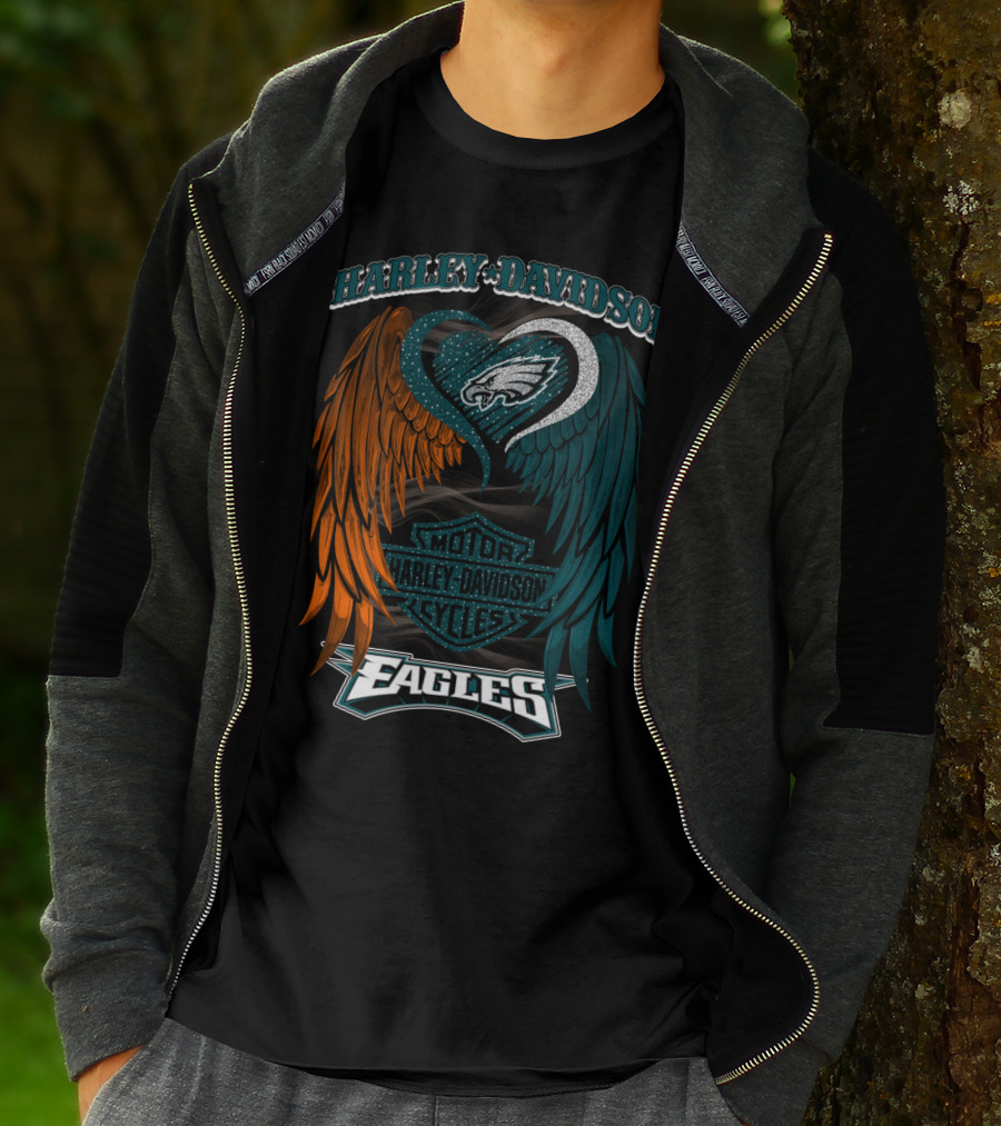 Harley Davidson Philadelphia Eagles Motor Cycles Nfl T-Shirt