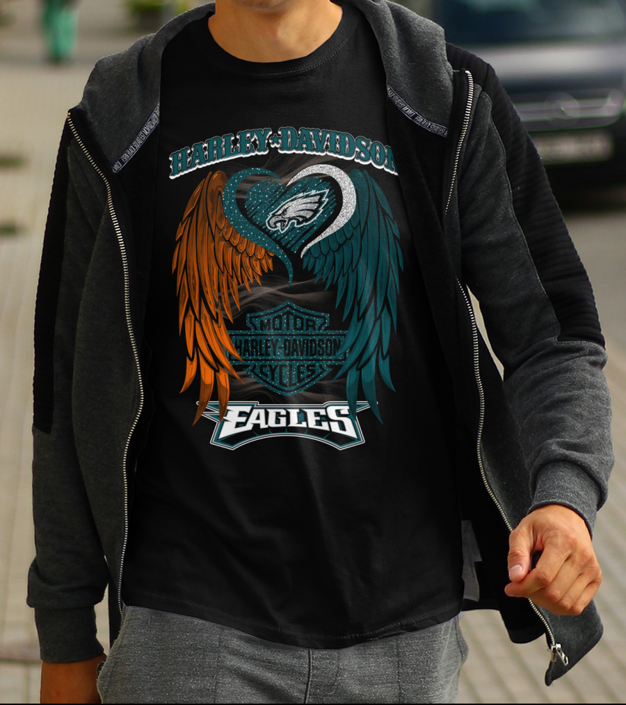 Harley Davidson Philadelphia Eagles Motor Cycles Nfl T-Shirt