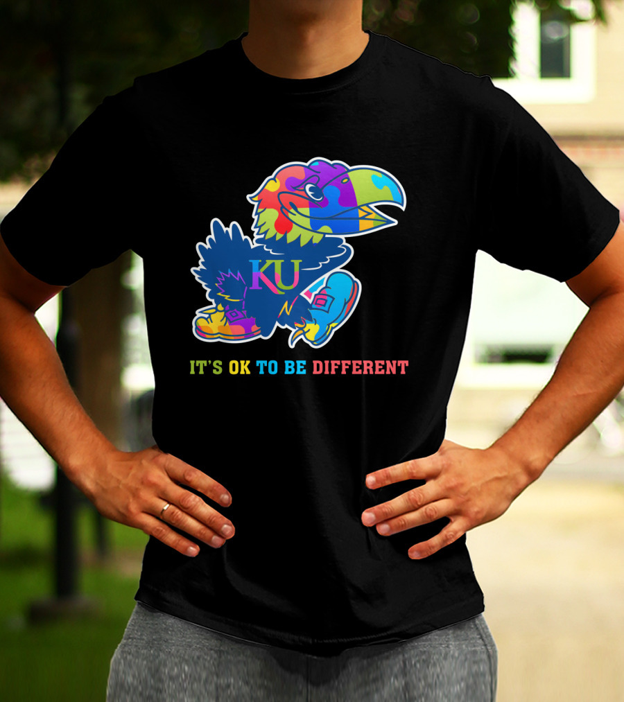 KU Jayhawks It's OK To Be Different Rainbow Mascot T-Shirt